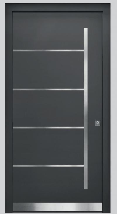 Rieder-Haustüre RAL 7016 18/60 Aussen Stock RAL 7016, Edelstahlstreifen Rahmenaussenmass