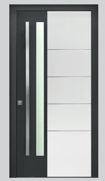Rieder-Haustüre RAL 9016/7016 18/64 Aussen Stock RAL 7016, Glas Satinato Rahmenaussenmass