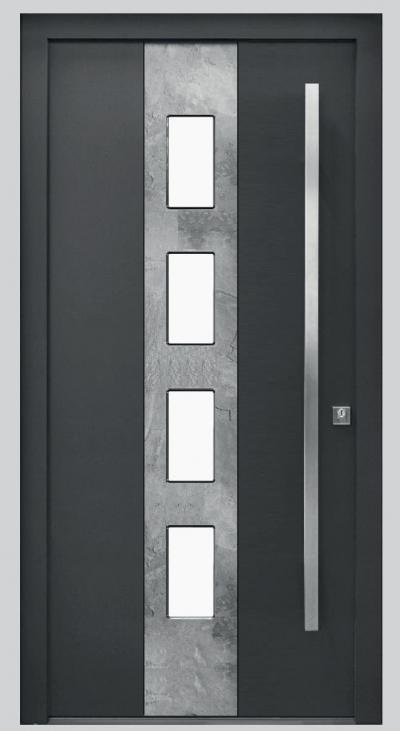 Rieder-Haustüre RAL 7016 18/72 Aussen Stock RAL 7016, Glas Satinato Rahmenaussenmass