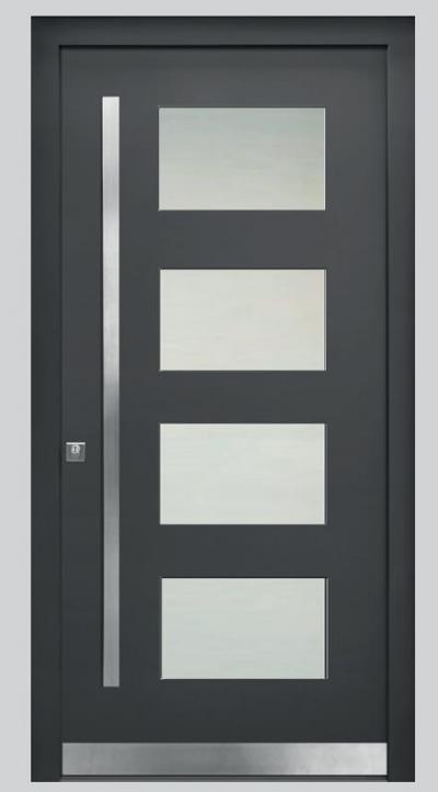 Rieder-Haustüre RAL 7016 18/74 Aussen Stock RAL 7016, Glas Satinato Rahmenaussenmass