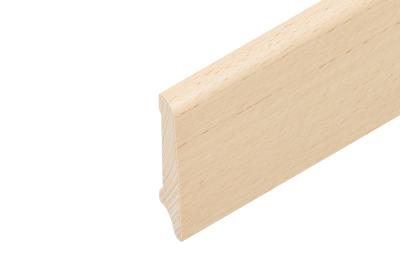 Oeko-Holzsockelleiste 60/14/8mm lackiert konisch, Echtholzfurnier ummantelt Buche ungedämpft