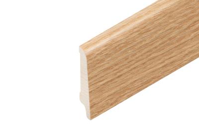 Oeko-Holzsockelleiste 60/14/8mm lackiert konisch, Echtholzfurnier ummantelt Eiche