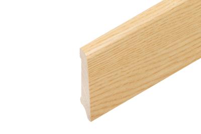Oeko-Holzsockelleiste 60/14/8mm lackiert konisch, Echtholzfurnier ummantelt Esche