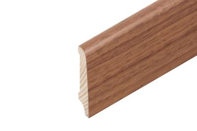 Oeko-Holzsockelleiste 60/14/8mm lackiert konisch, Echtholzfurnier ummantelt Nussbaum amerikanisch