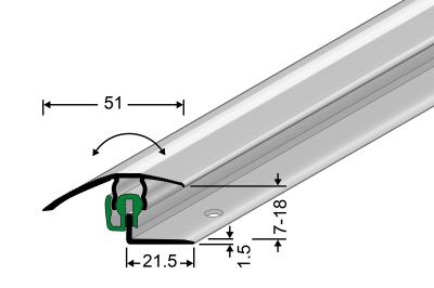 FCS-Clip Anpassprofil 7-18mm zum Aufstecken ohne Schrauben Silber eloxiert 270cm