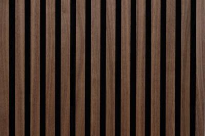 Küng Akustikpaneele Salus Collection Nussbaum furniert roh geschliffen MDF schwarz, Filz schwarz