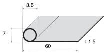 Gummiprofil für Wandabschluss EPDM Breite 60/7mm Rolle a 50 m1