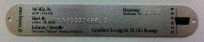 Brunex - Brandschutzplakette VKF EI30 30077 AluTopPlus Holz+Stahl