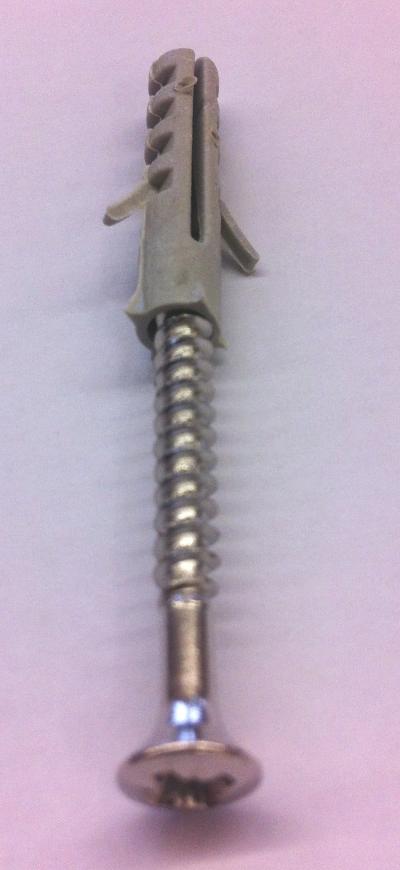 Sockelleisten-Schrauben 3,5x35mm mit angedrehtem Dübel (Kreuzschlitz) vernickelt Paket à 500 Stk