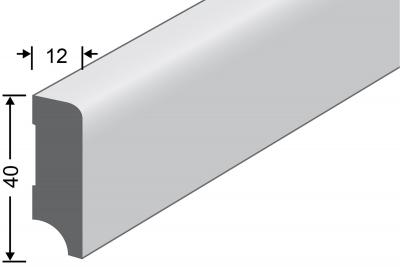 Sockelleiste parallel 40/12mm lackiert fallende Längen Poplar weiss deckend RAL 9016